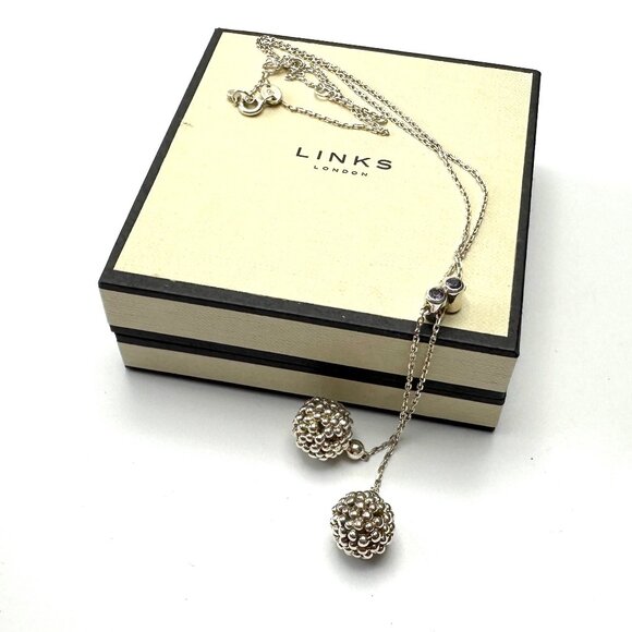 Links of London Silver Y Necklace  w/Iolite Slider—Effervescence Bubble 25" EUC - Picture 3 of 8